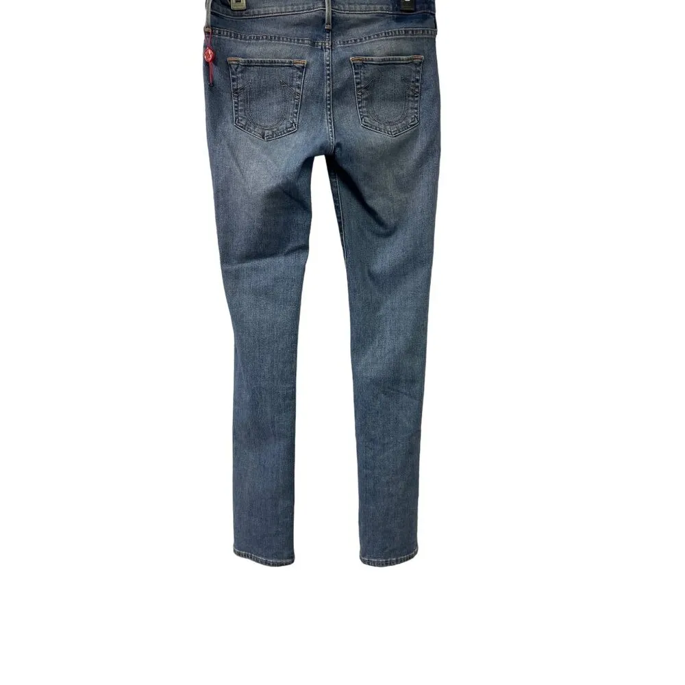 True Religion Women's Blue Jeans Mid Rise Straight Size 27X34 SKU 1978 - Image 2