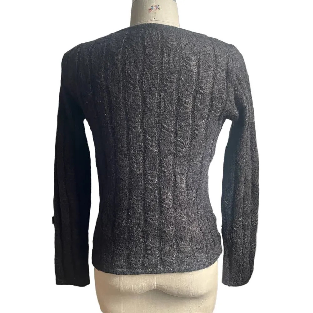 MaxMara Cable Knit Sweater in Chocolate Brown Size Medium - Image 3
