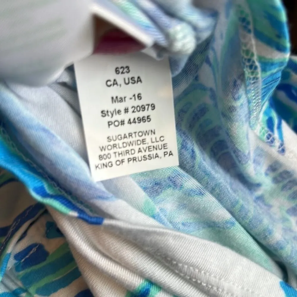 Lilly Pulitzer Neveah blue seashells ruffle one shoulder top blouse beach XS - Image 5