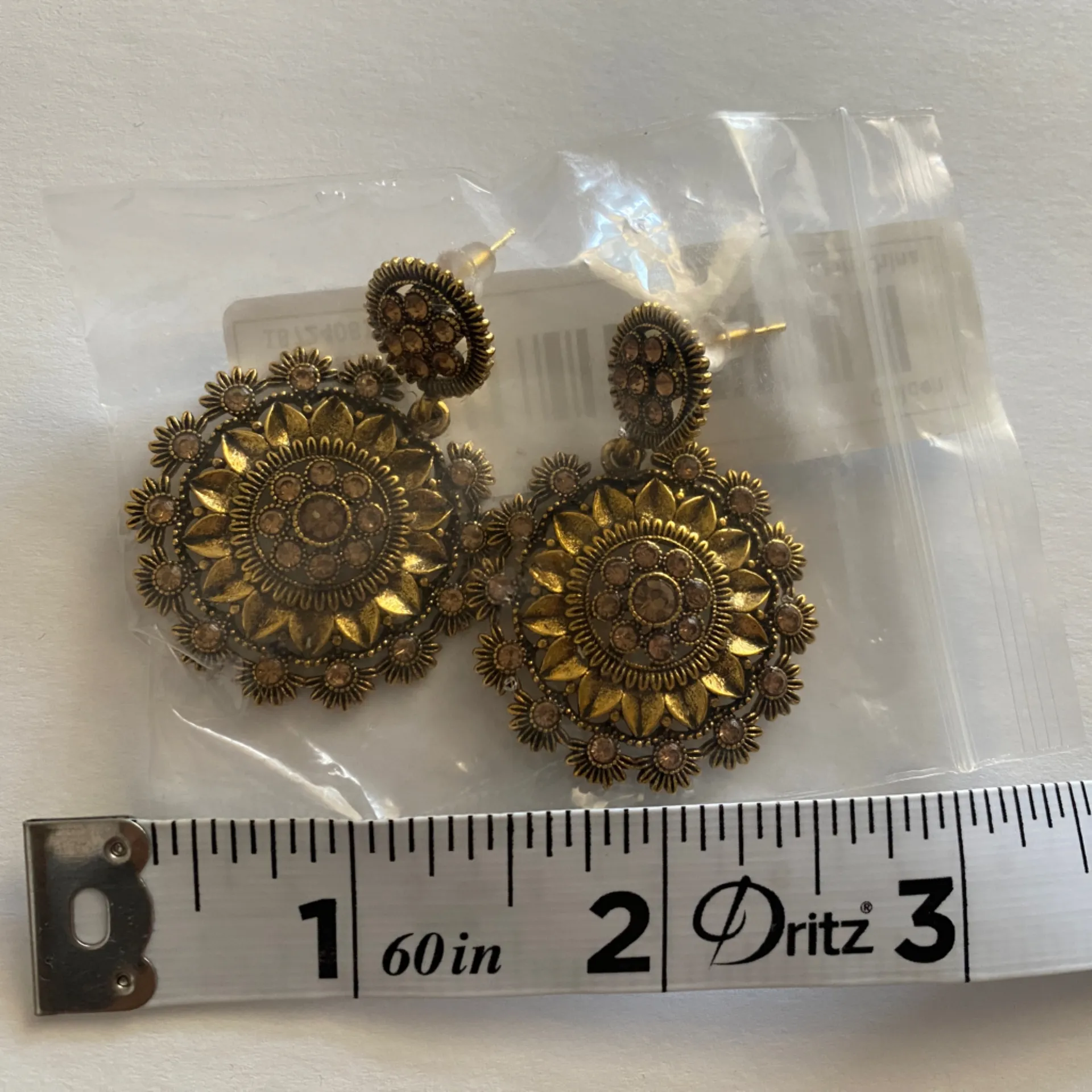 Boho Luxury Golden‎ Color Sunflower Statement Earrings faux fashion jewelry Brown - Image 6