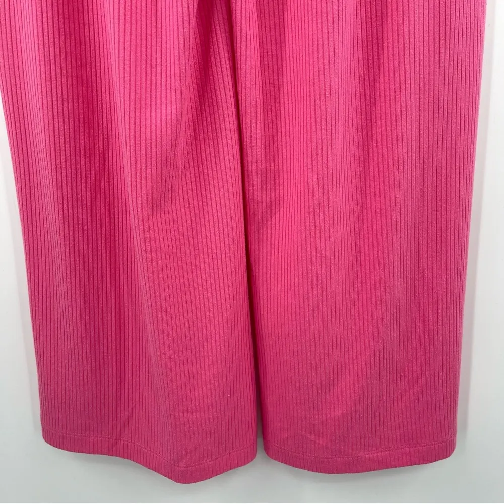 L*SPACE Charlie Pant Bubblegum Pink Ribbed Cropped Crop Wide Leg Small NWT - Image 11