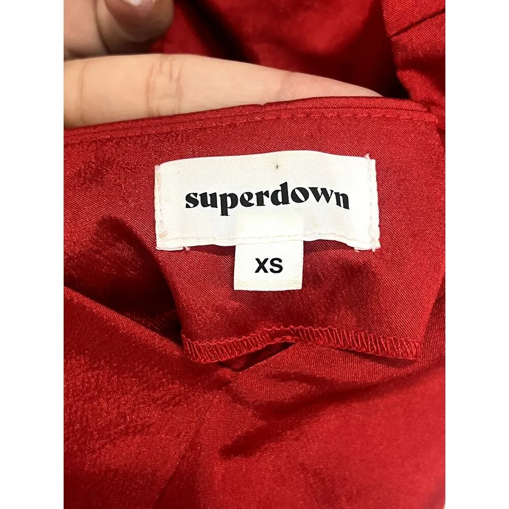 superdown Autumn Sleeveless Crossback Strap Bodycon Slip Mini Dress Red Womes XS - Image 4