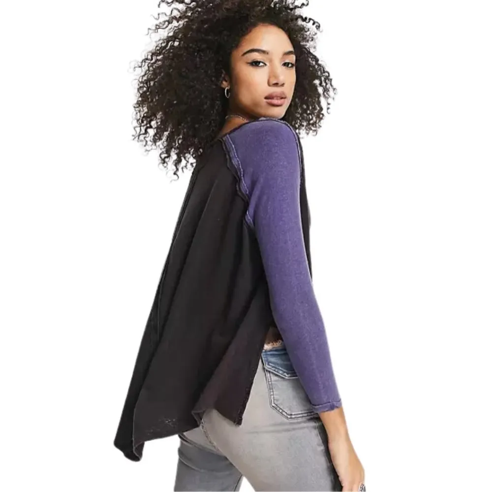 Grand Slam Henley Top Colorblock T-Shirt Black Blue Size Medium - Image 3