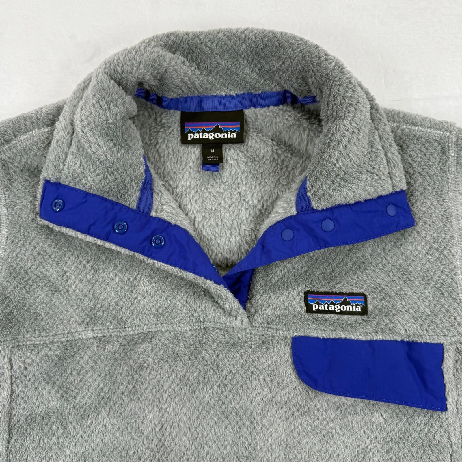 Patagonia Gray Blue Snap T Fleece Pullover Sweatshirt‎ Women's Size M Polartec - Image 5