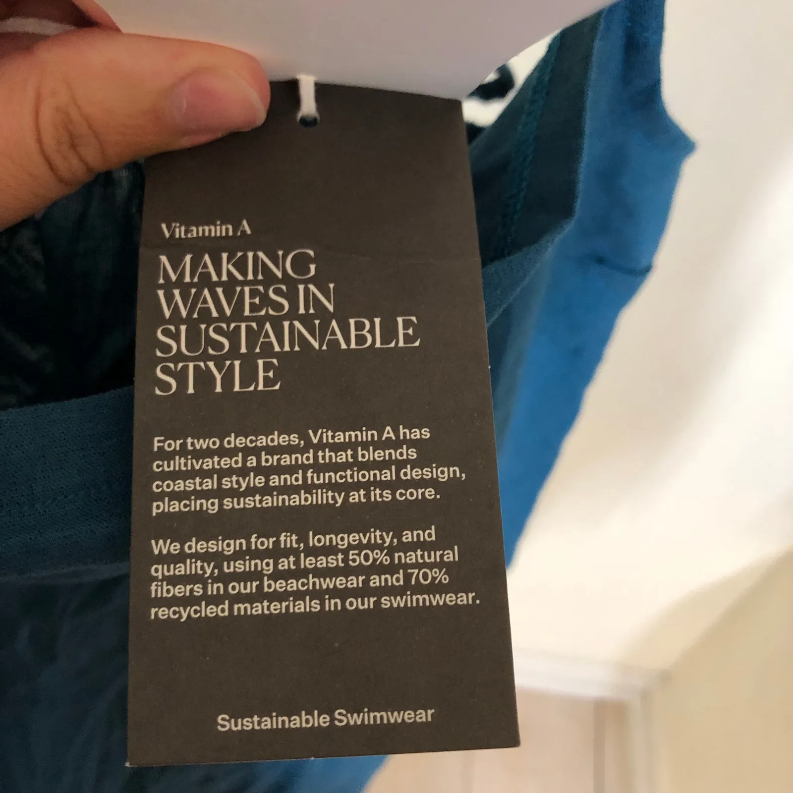 Vitamin A Swimwear NWT Blue Teal Tie Strap Tank Size XS - Image 5