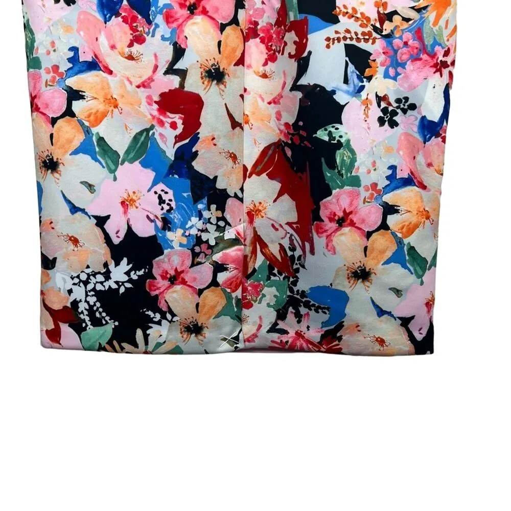 Tahari pink watercolor floral scuba V neck cap sleeve midi sheath dress M NEW - Image 8