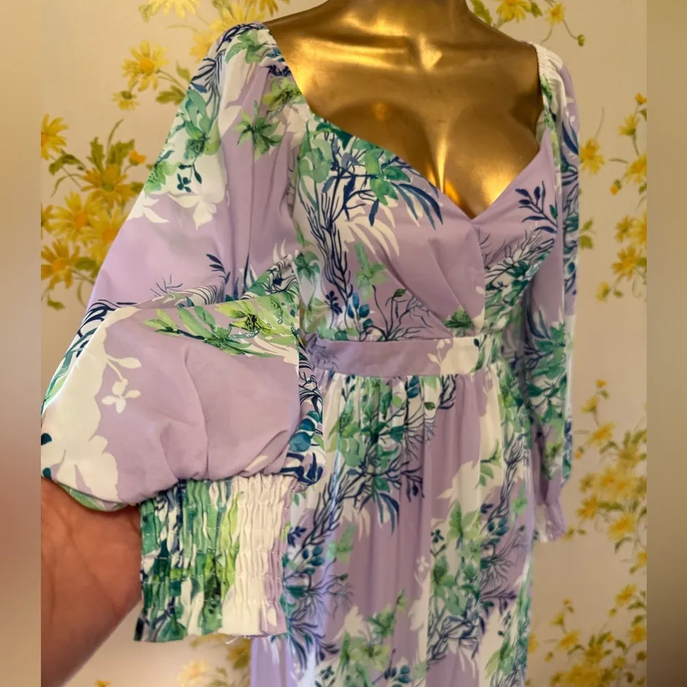 NWT Sweetheart neck Floral Maxi Dress in size M Purple Size M - Image 5