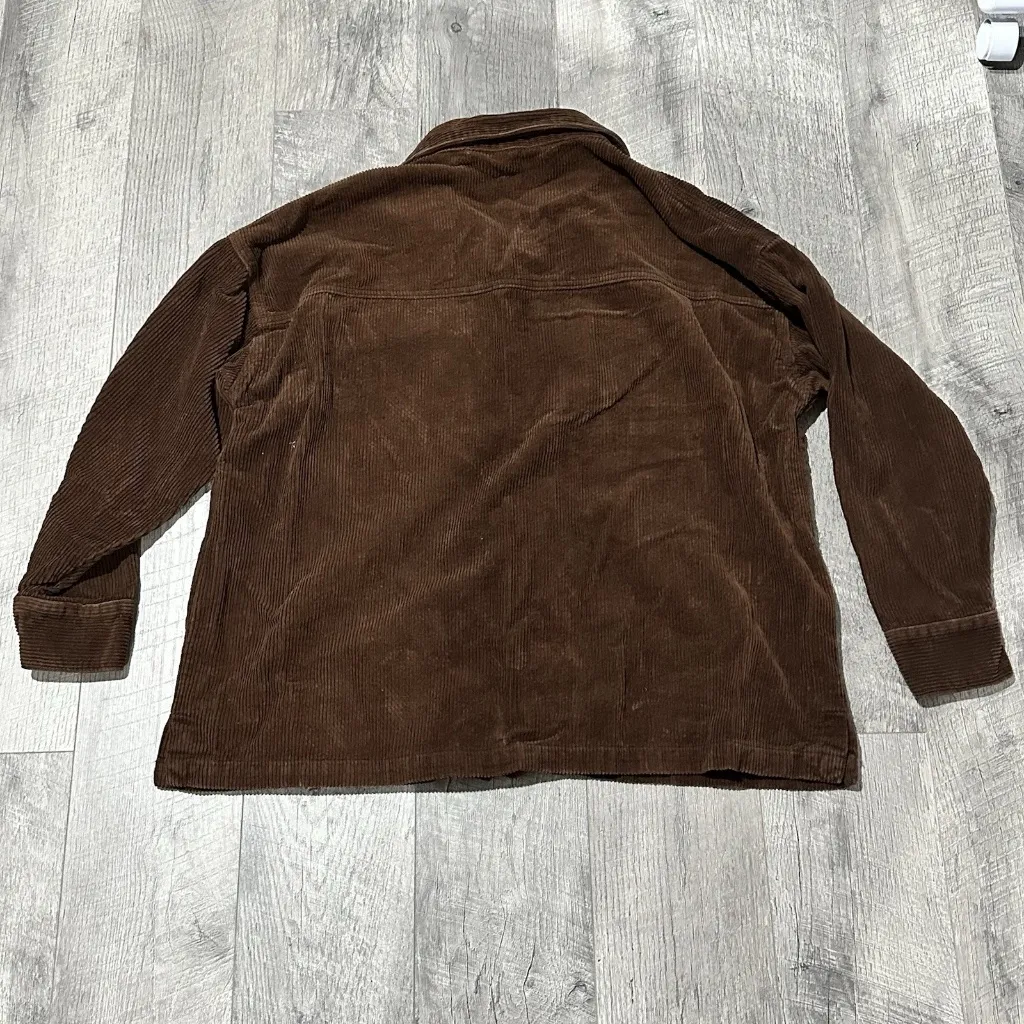 cotton on corduroy Brown Jacket womens large button up collared pockets - Image 2
