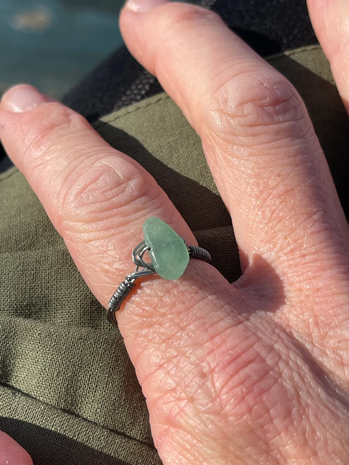 Wire Ring Green Stone (Custom Size To Order) - Image 4