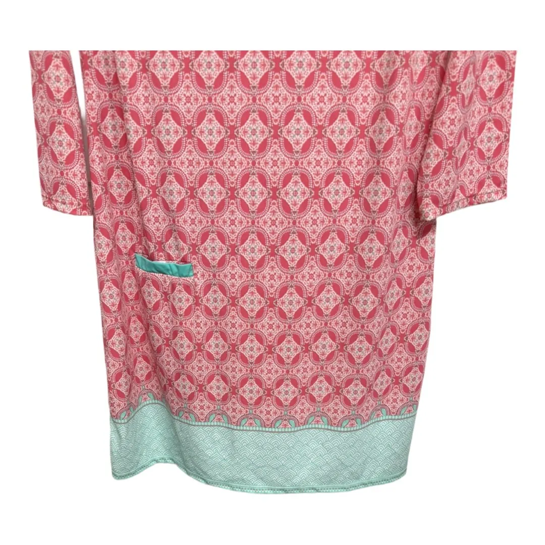 Cabana Life Coral Tides Shift Dress Women's Large Pink Mint Green NWT Coastal - Image 4