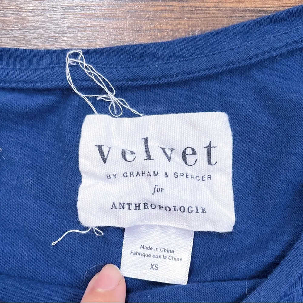 Velvet for Anthropologie • Jessica Tie-Waist Dress blue 100% cotton knit t-shirt - Image 3
