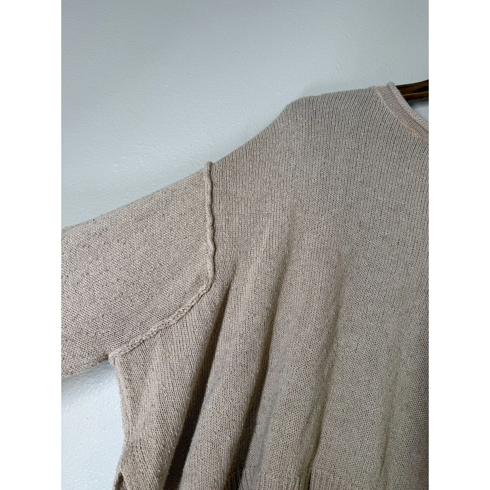 Peach Love California Womens Raw Hem Sweater Sz S Oversized Boho Popcorn Knit - Image 2