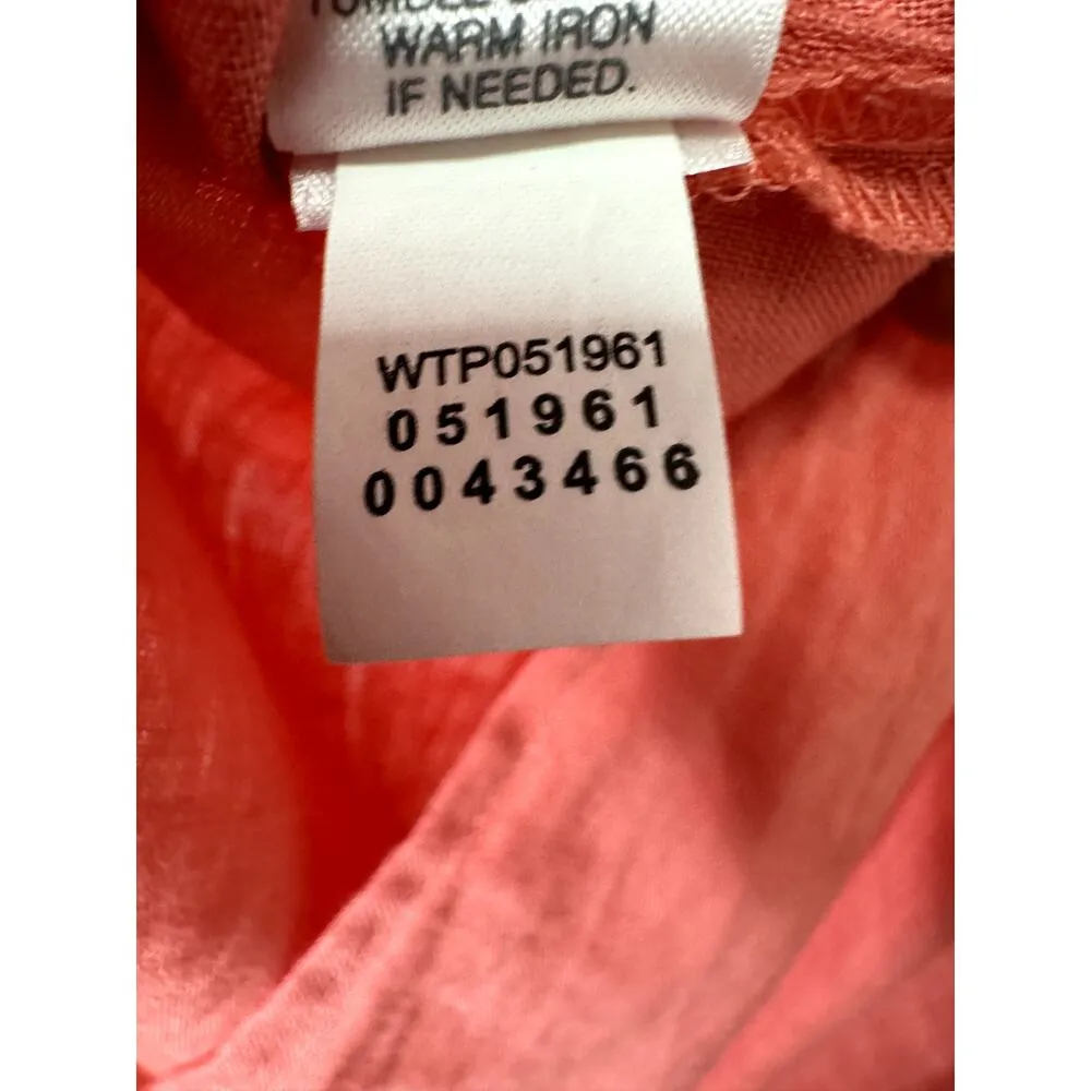 J. Jill Love Linen Sze XL Womens Button Down Long Sleeve Shirt Salmon Minimalist - Image 5