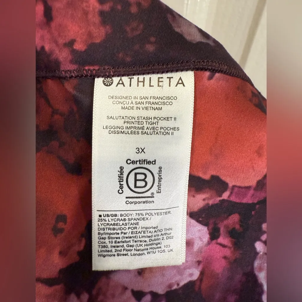 Athleta Salutation Stash Pocket Il Printed Tight
Dappled Bloom Multi Size 3X NEW - Image 9