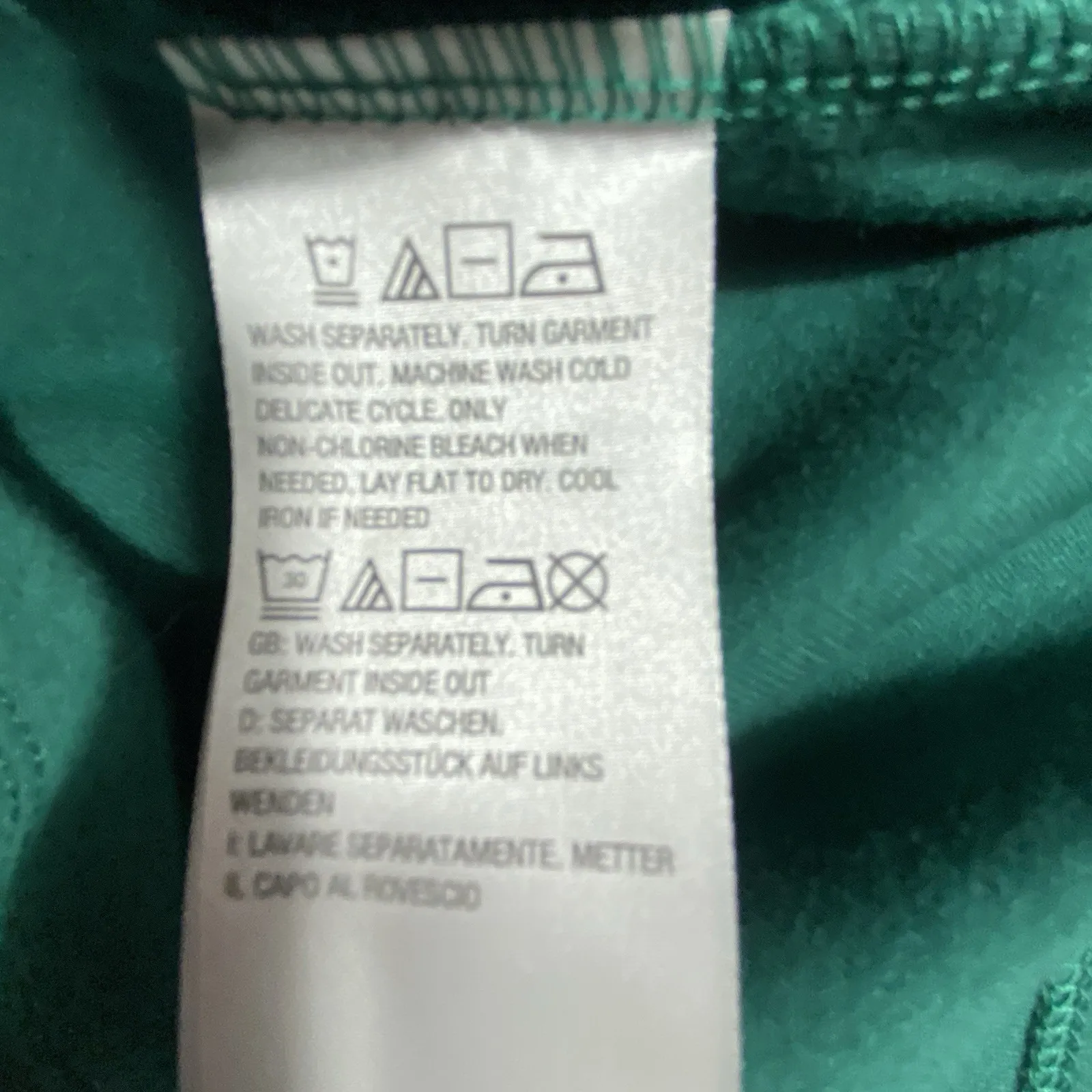 Quacker Factory Shirt Large Green Velour Sleeve Baseball Top QVC Comfy Stretchy - Image 9