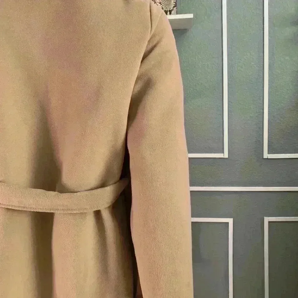 Boohoo Shawl Collar Belted Wrap Coat  Size Small - Image 10