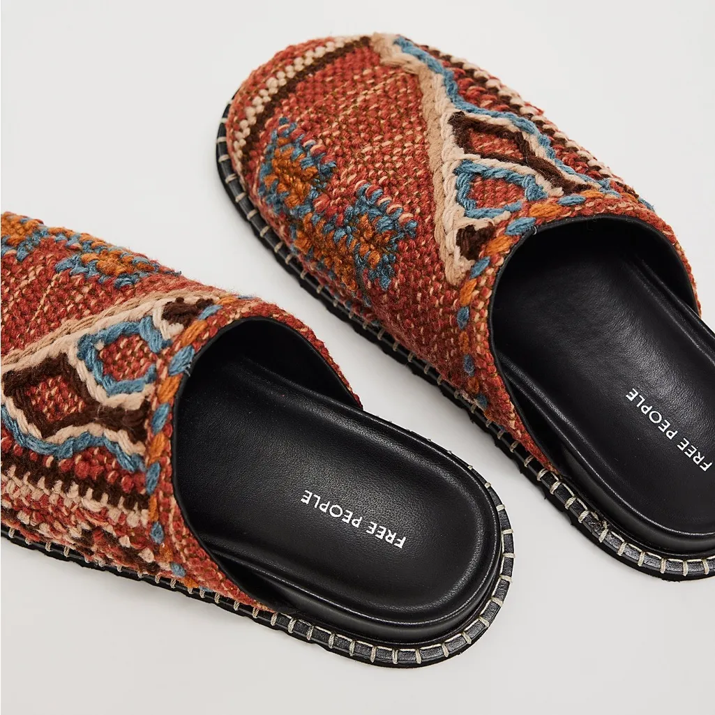 NWOB Free People Magic Carpet Mules in Terracotta Combo - Image 4