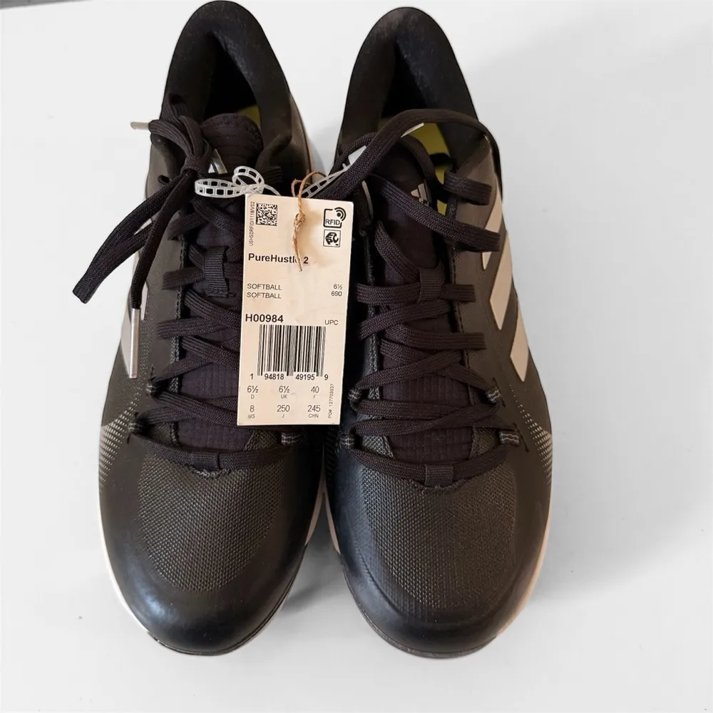 ADIDAS Women's Pure Hustle 2  Softball Black Grey Metal Cleats Shoes Size 8 NEW - Image 3