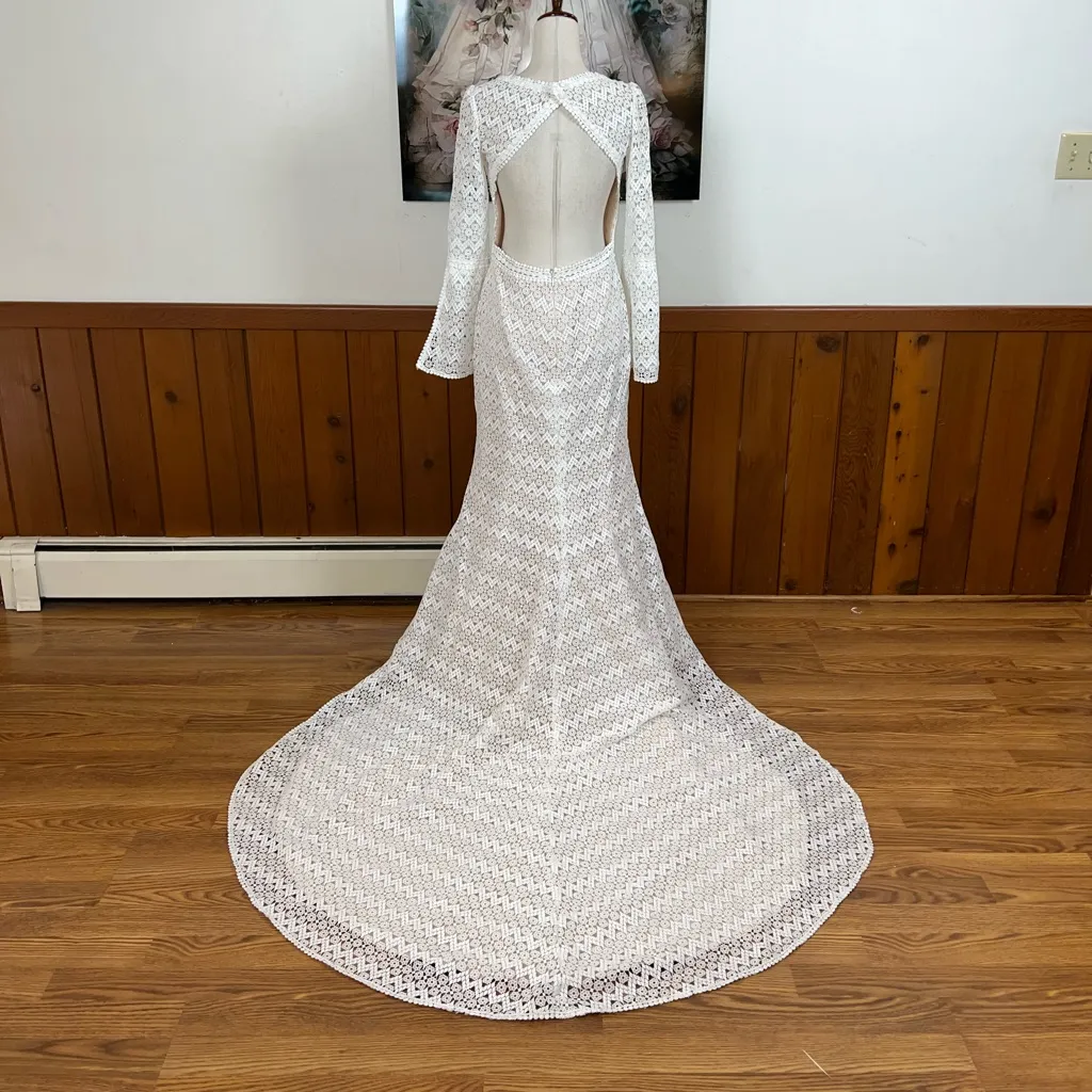 Gorgeous Ti Adora by Allison Webb Riley Crochet Lace Wedding Gown! White Size 8 - Image 7