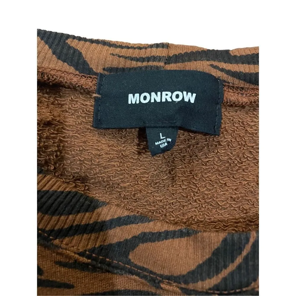 Monrow Zebra Full Sleeve Sweatshirt in Caramel sz Large Brown - Image 5