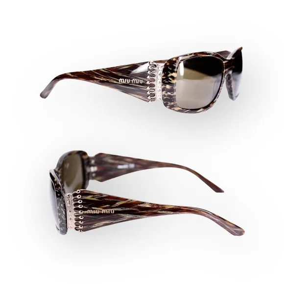Miu Miu ♛ Metal Crown Sunglasses ♛ Brown Tortoise Shell ♛ Chic Luxury Sunnies ♛ - Image 1