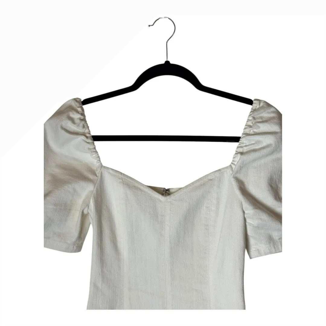 Alice+Olivia Dress Women‎ 0 White Vintage Sugar Denim Mimi Puff Sleeve Mini - Image 4