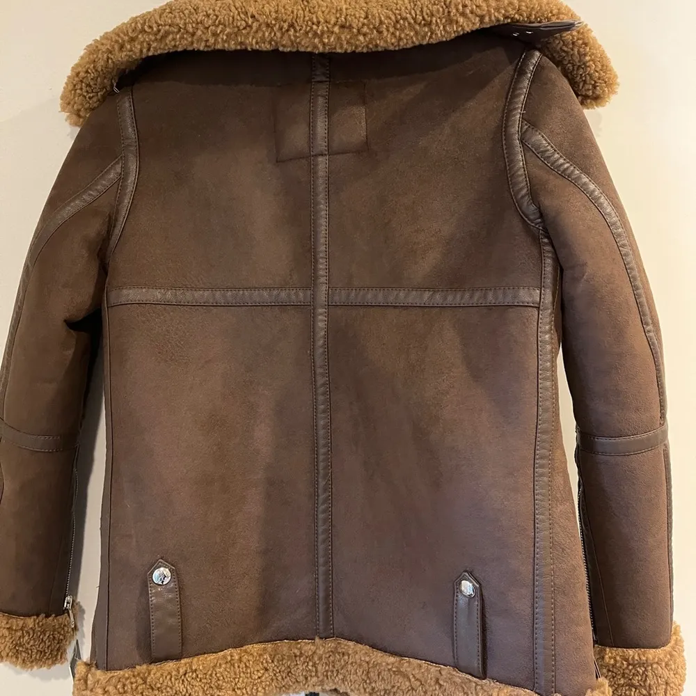 Sam Edelman Faux Shearling Moto Jacket WOMENS XXS XXSMALL BROWN NEW - Image 7