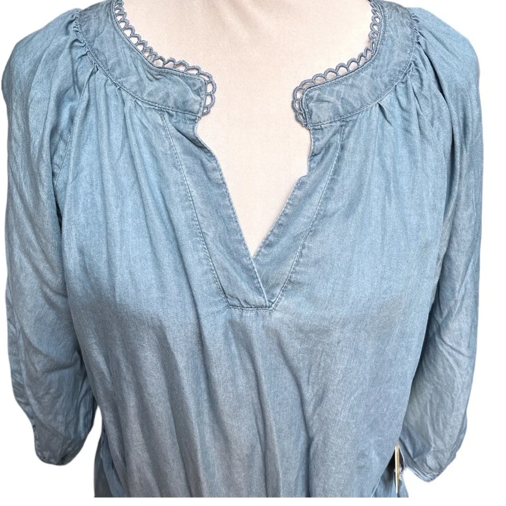 Perch by Blu Pepper Mini Shirt Dress with Belt Denim Blue Size 1XL - Image 3