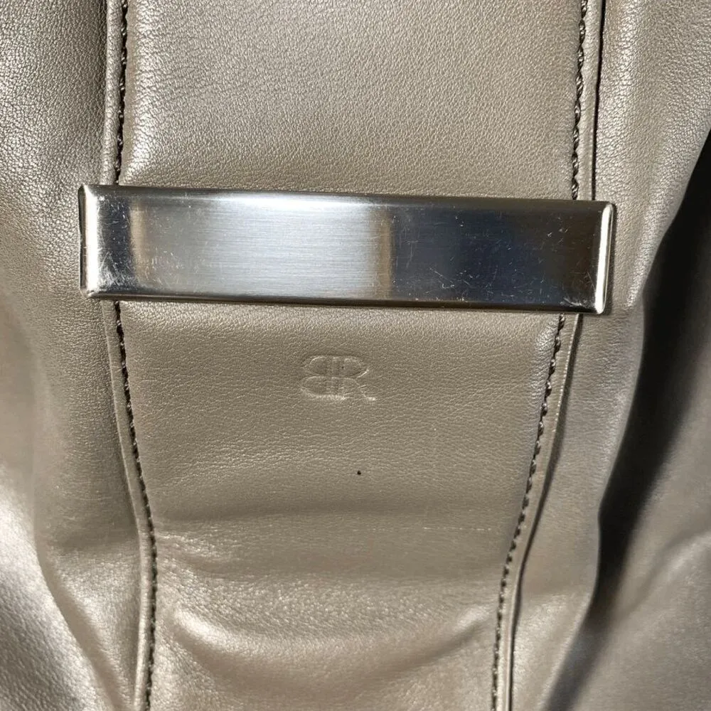 Banana Republic Leather Top Handle Magnetic Closure Hobo Bag Gray taupe color - Image 7