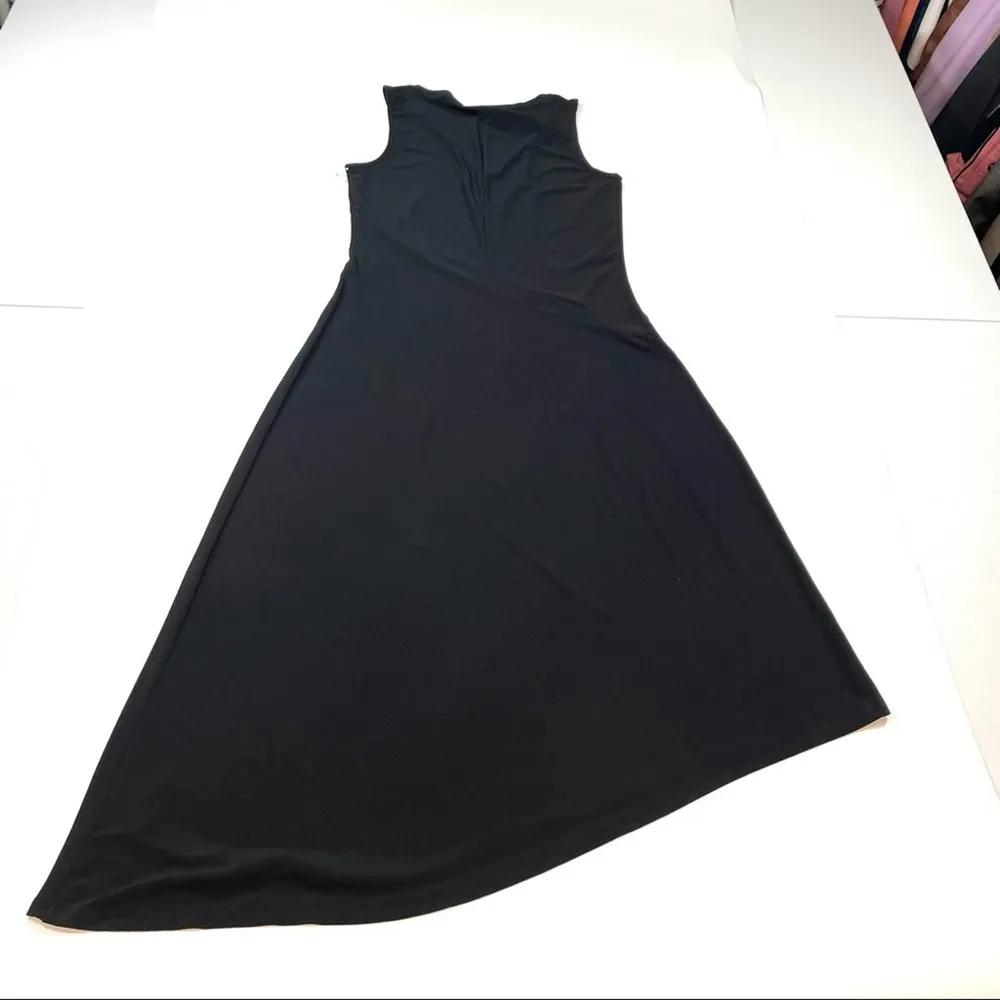Nordstrom v neck sleeveless asymmetric black midi dress Small - Image 7