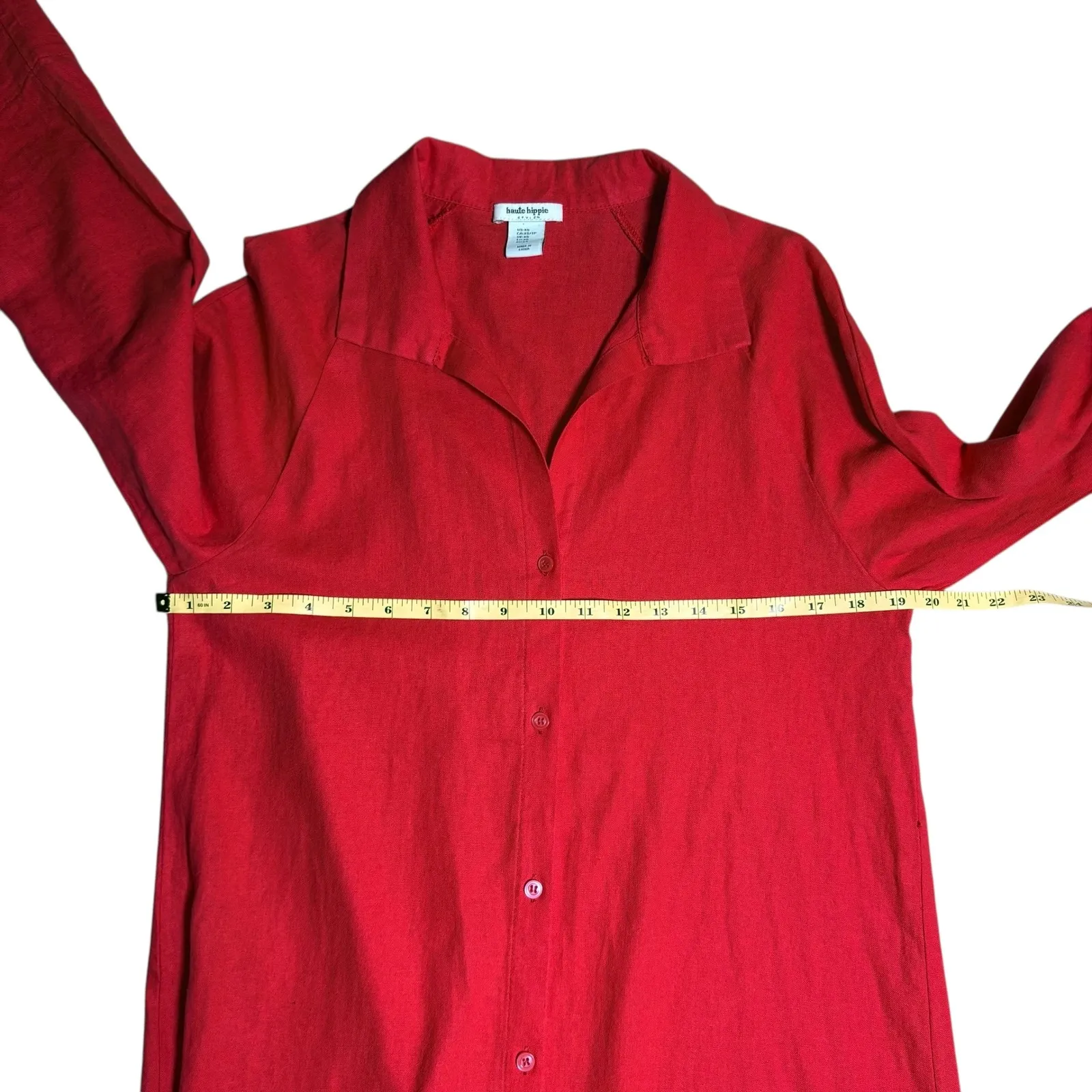 Haute Hippie Red Linen Viscose Button Front Shirt Dress Maxi Size‎ XS - Image 5