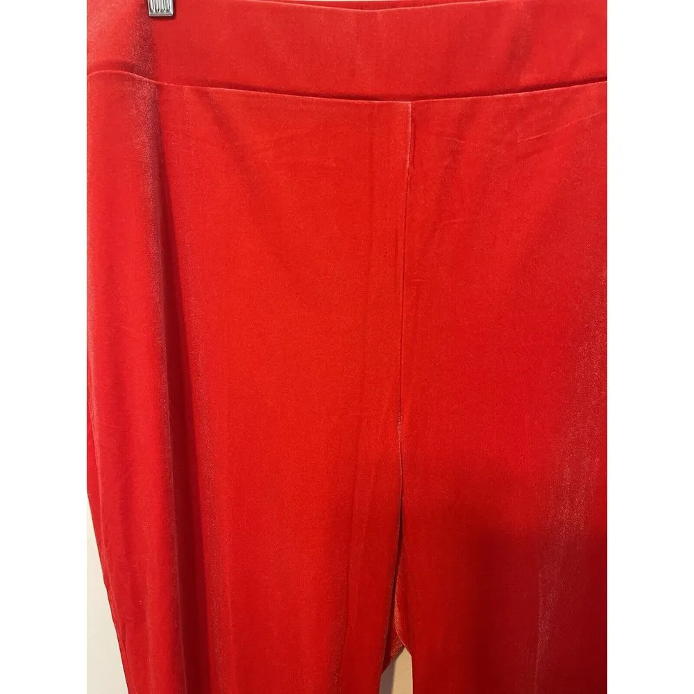 Lane‎ Bryant Velvet Flare Leg Pants Red Pull On Elastic Waist Mid Rise Size 20 - Image 2