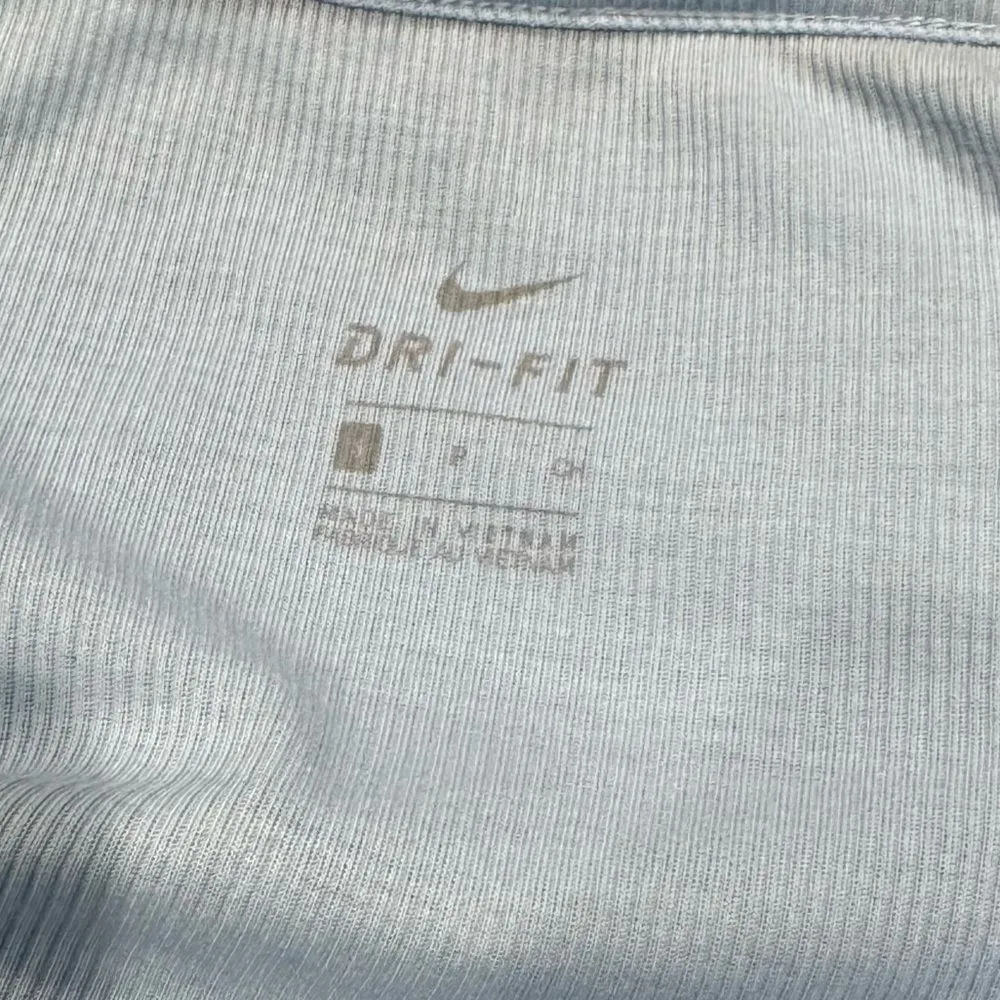 Nike Yoga Tank Slim Fit Crop Top Ribbed Stretch Retro Blue Women’s Small - Image 3