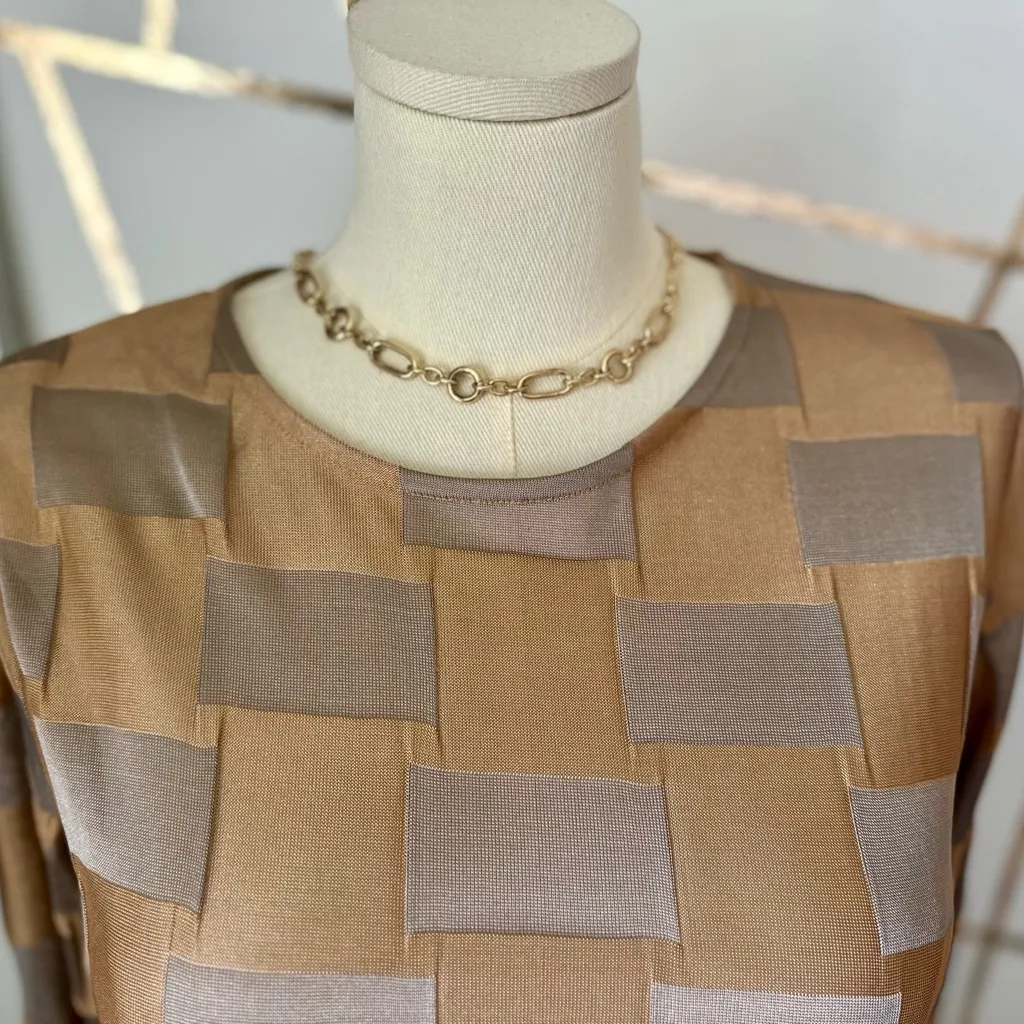 Zara Brown Checkered Long Sleeve Dress(891) - Image 6