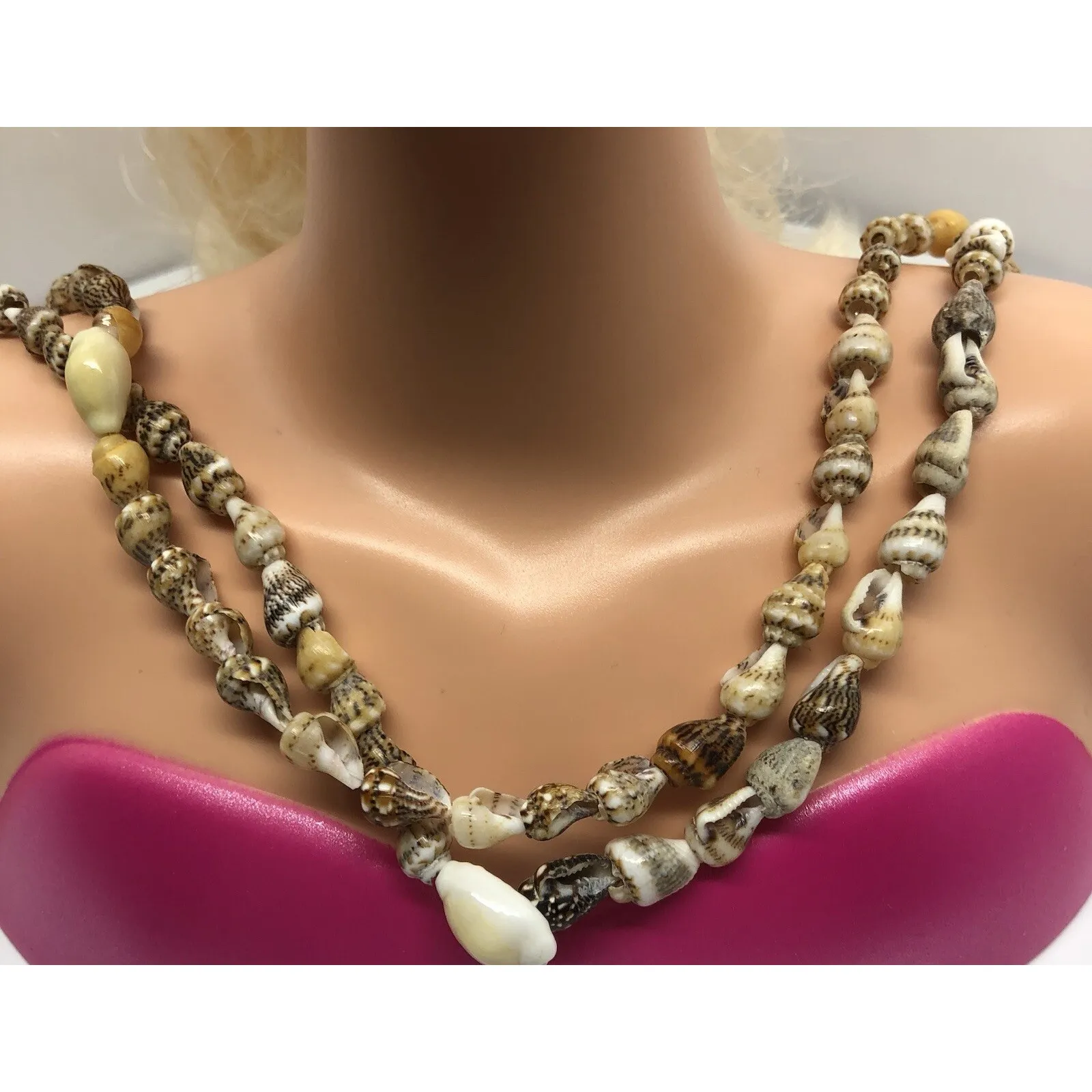 Vintage Cowrie Shell Necklaces Natural Shell Hand Made Jewelry‎ Beach Surf 32" - Image 5