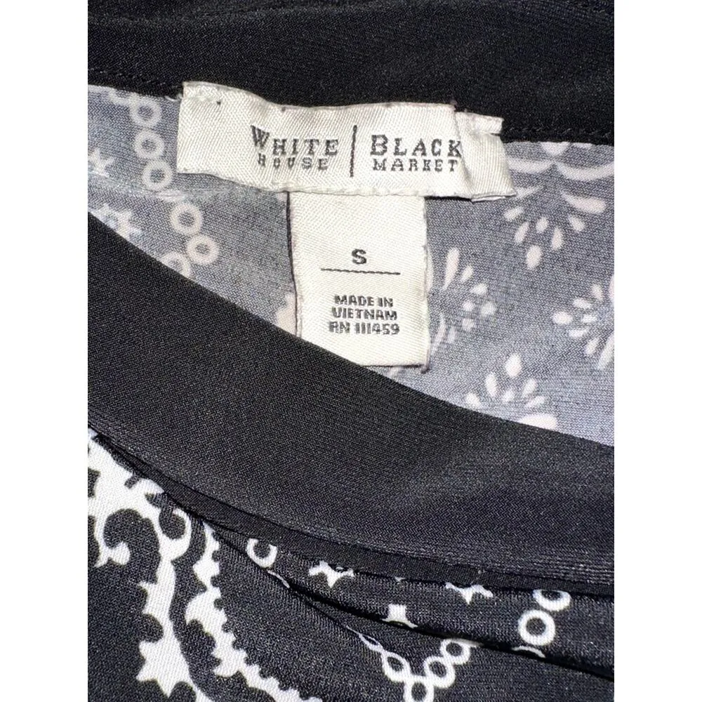 White House Black Market Black and White 3/4 Sleeve Small - Image 3