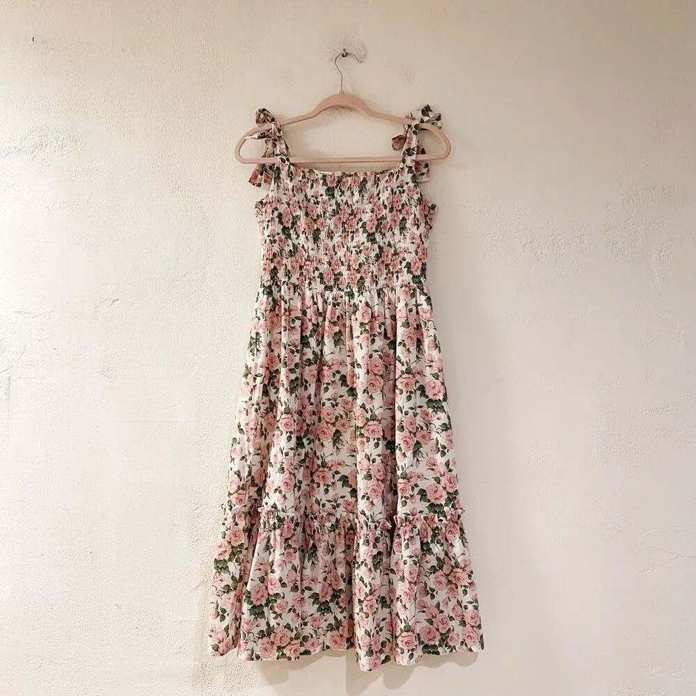 Rosie Cotswolds Eva Rose Cotton Midi Dress Small Pink - Image 2