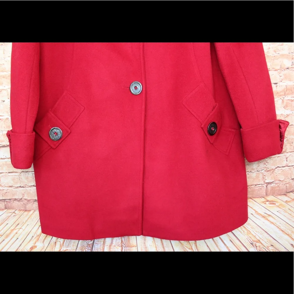 Kristen Blake | Red Australian Wool Blend Pea Coat Size M - Image 3