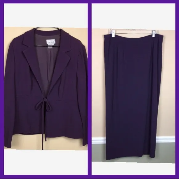 VTG Adrianna Papell Women’s Evening Formal Office Purple Blazer Maxi Skirt Set - Image 2