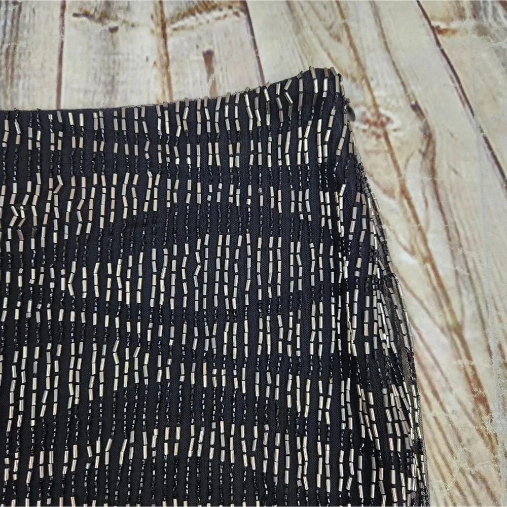 Retrofete Emory Sequin Tiger Stripe Skirt Black Size Medium NWT Beaded - Image 3
