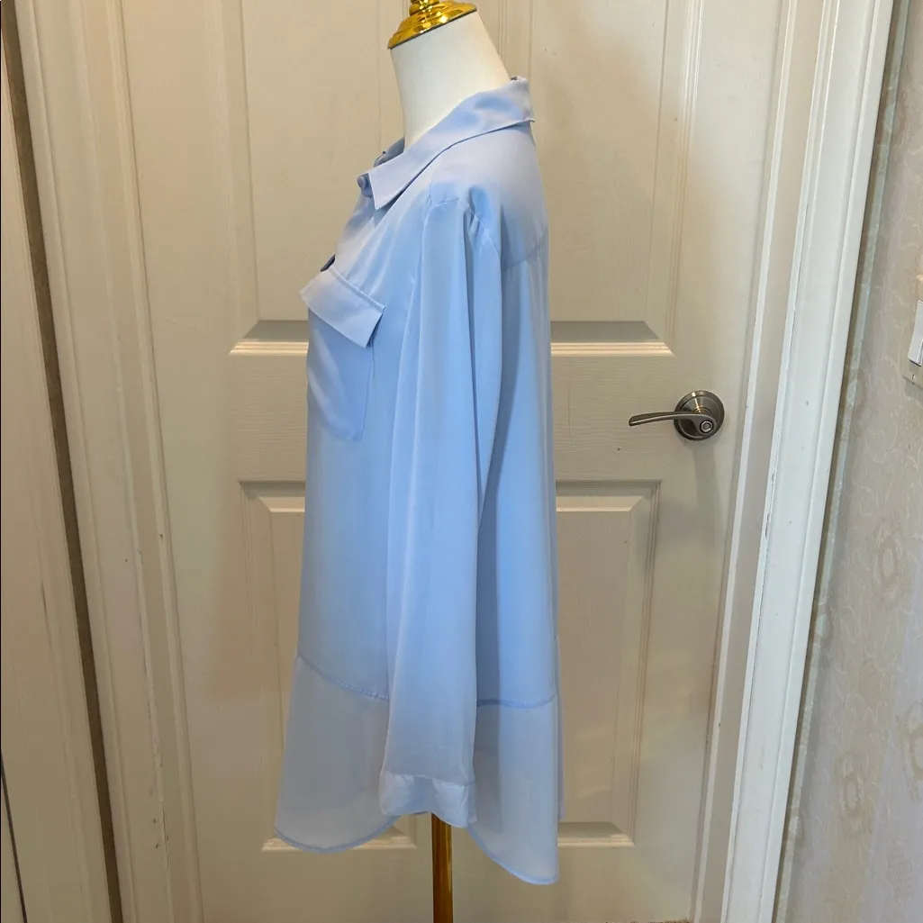 Chico's Light Blue Blouse Button Up Chico's Size 1 - Image 5