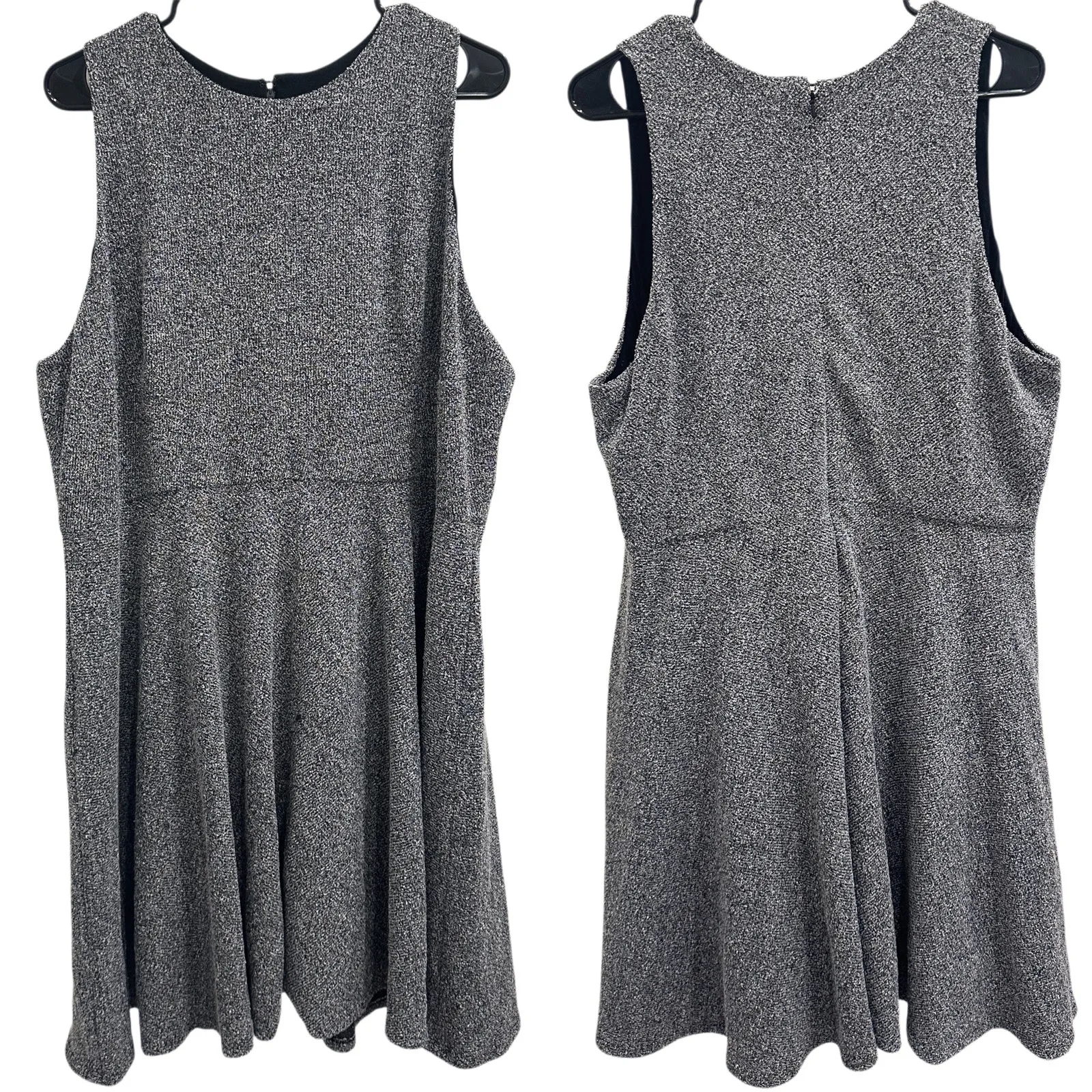 Hutch Sleeveless Textured Tweed Fit & Flare Dress Gray Black Plus 2X Party Work - Image 2