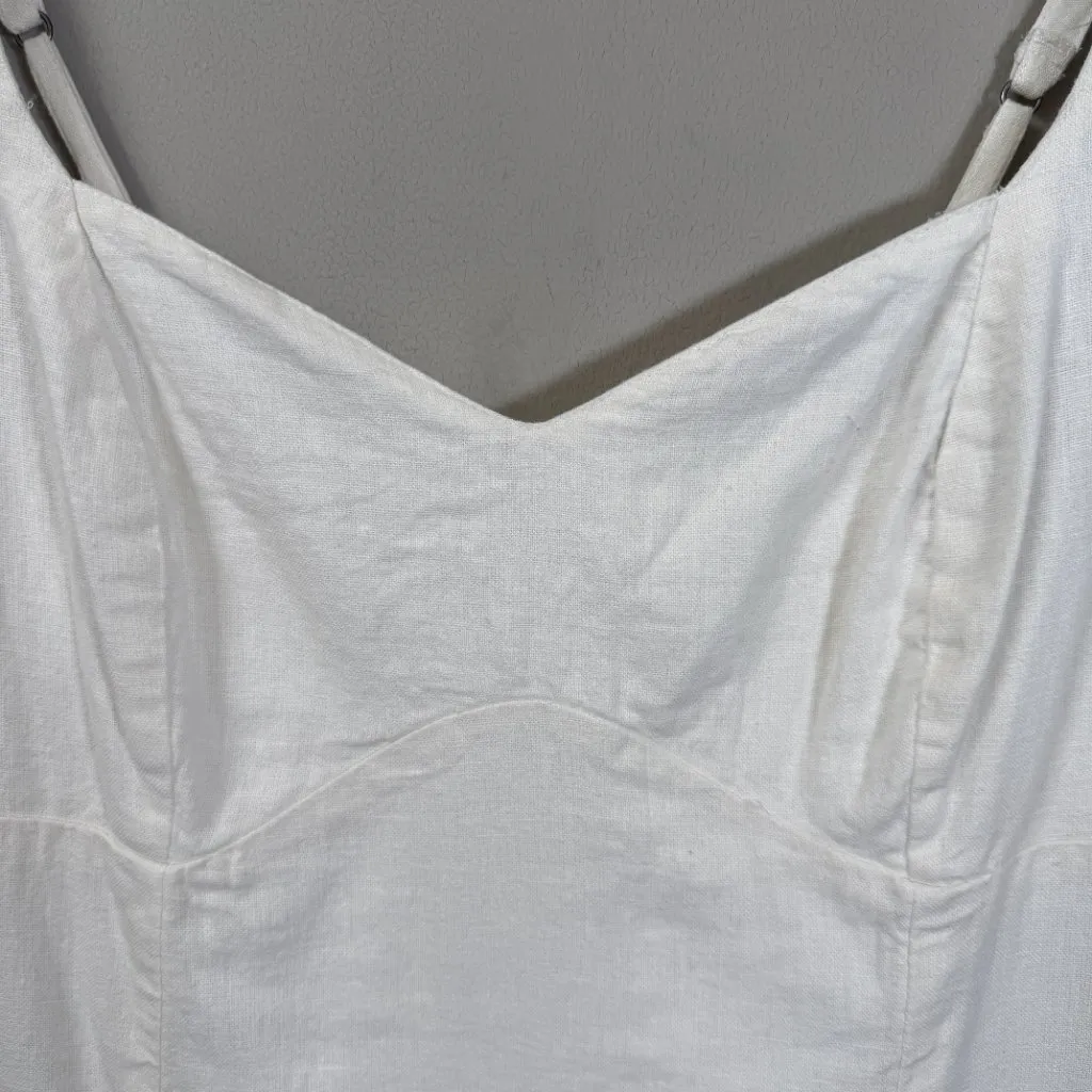 Abercrombie & Fitch Linen Corset Smocked Mini Dress Women's Large White Party - Image 7