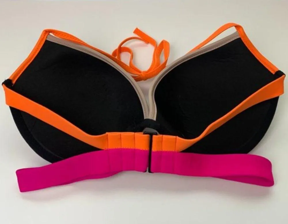 Victoria's Secret Black, Pink, & Orange The Hottie Halter Push Up Bikini Top - Image 3
