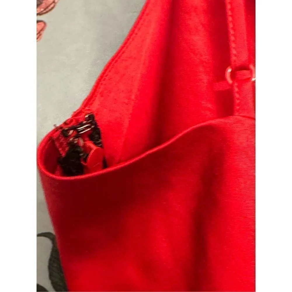 Express - Satin Color Block Tier Cowl Neck Midi Slip Dress - Small/ Red/Purple/B - Image 5