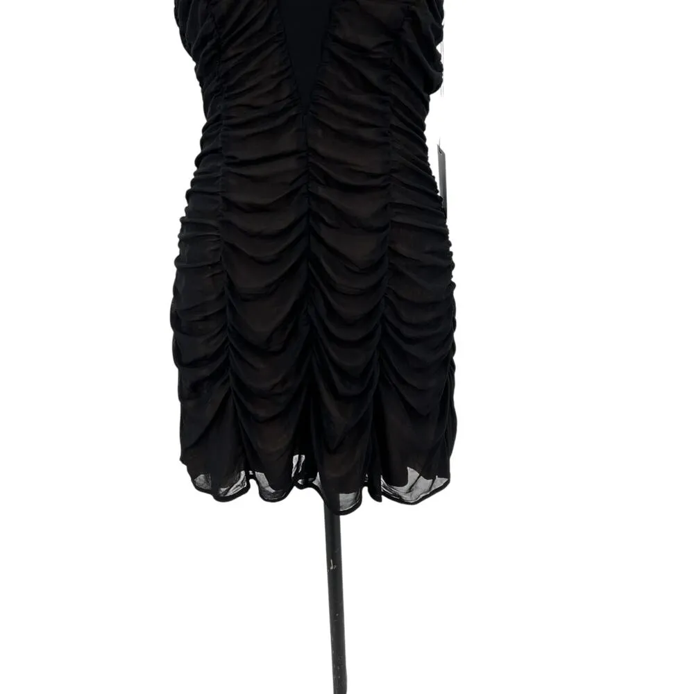 Majorelle Pandora Mini Dress Black Nude Ruched Shirred‎ Off the Shoulder Size XL - Image 6