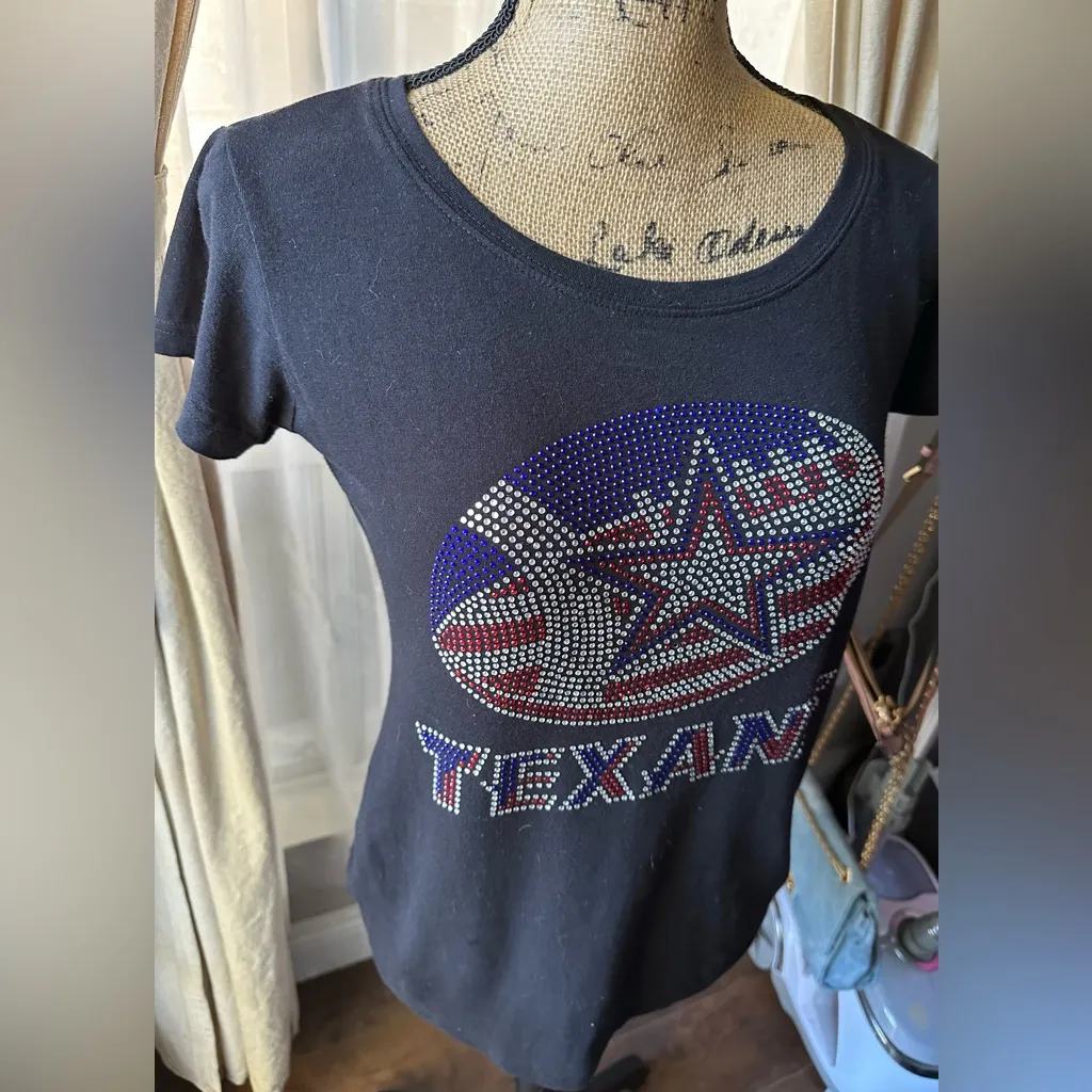 Houston Texans Rhinestone T Shirt – Sparkling bling Women’s Fan Apparel Black Size L - Image 3