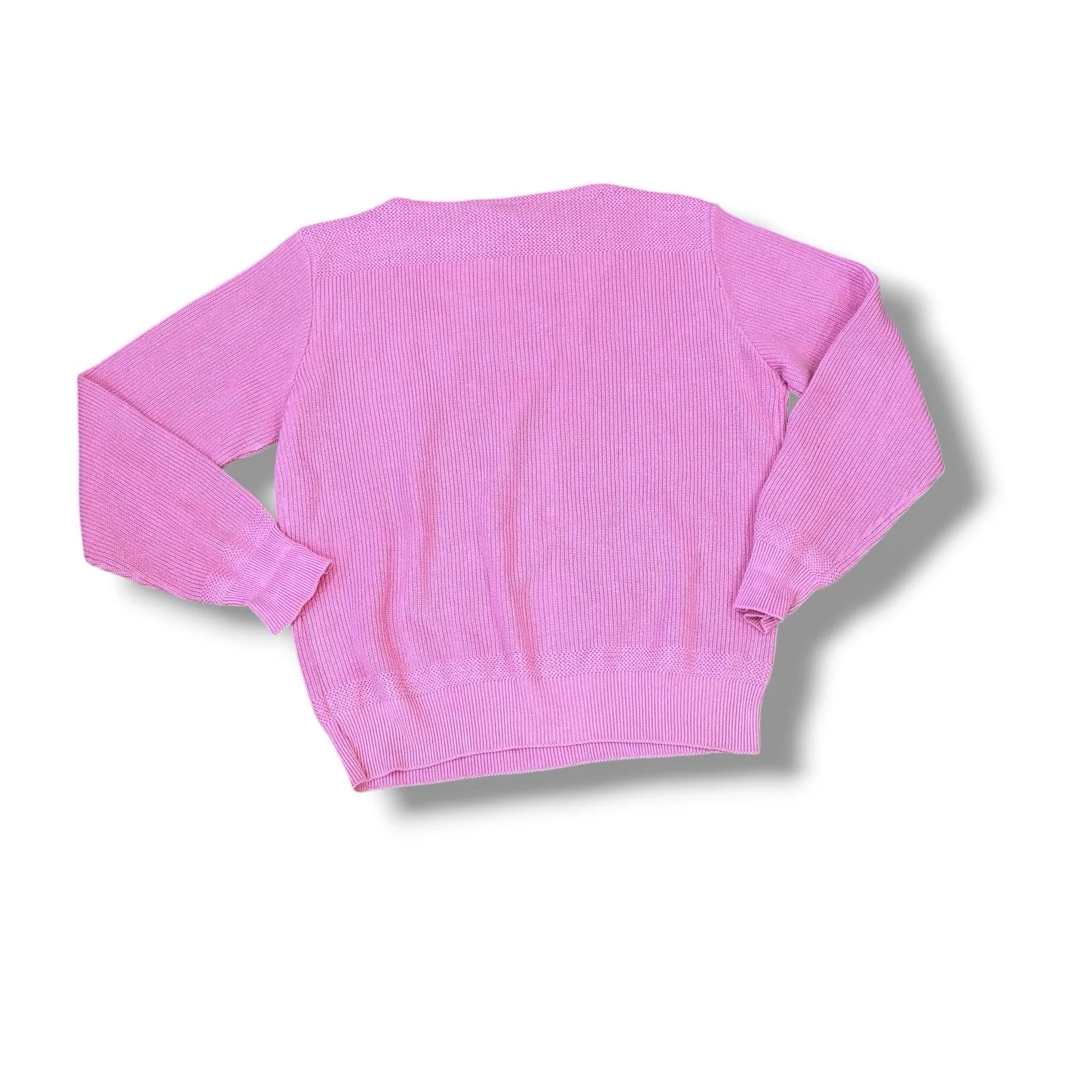 Vintage Pink Floral Embroidered Sweater 100% Cotton Nancy Miles USA Cottage Size XL - Image 5