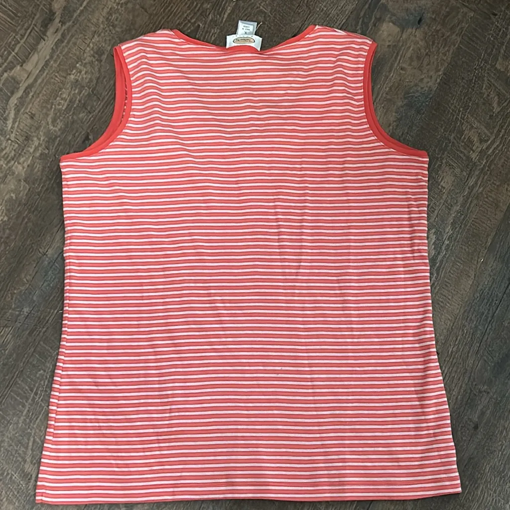 Talbots 100% Cotton Orange Stripped Tank Top 
Size X NEW‎ - Image 4