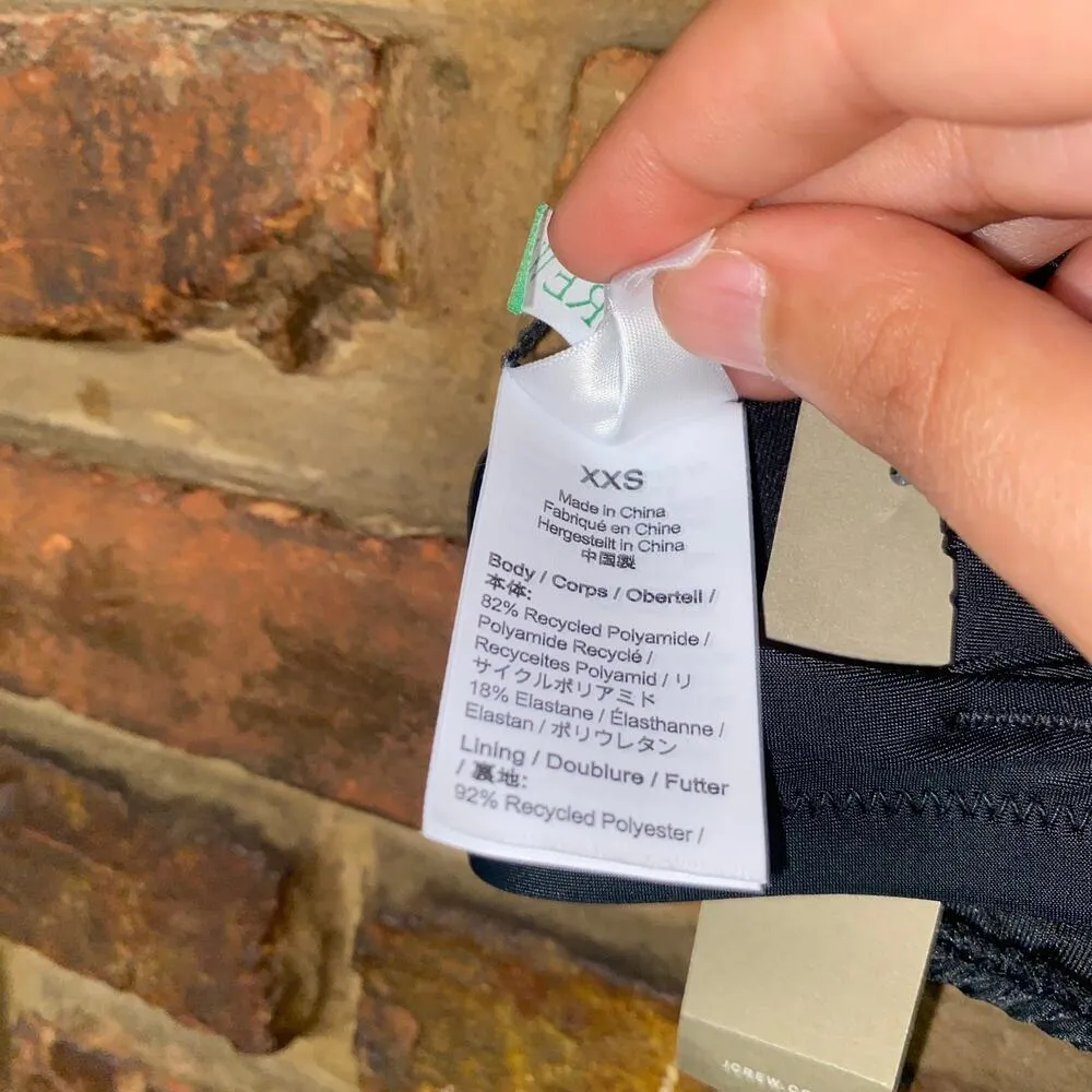 NWT J. Crew Black Scrunchie Strap Bikini Swim Bathing Suit Top Women's Size XXS - Image 4